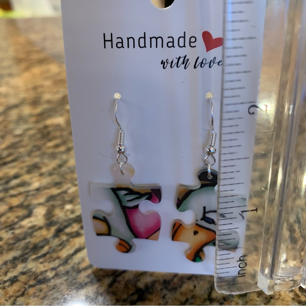 Handmade puzzle earrings - Picture 9 of 10